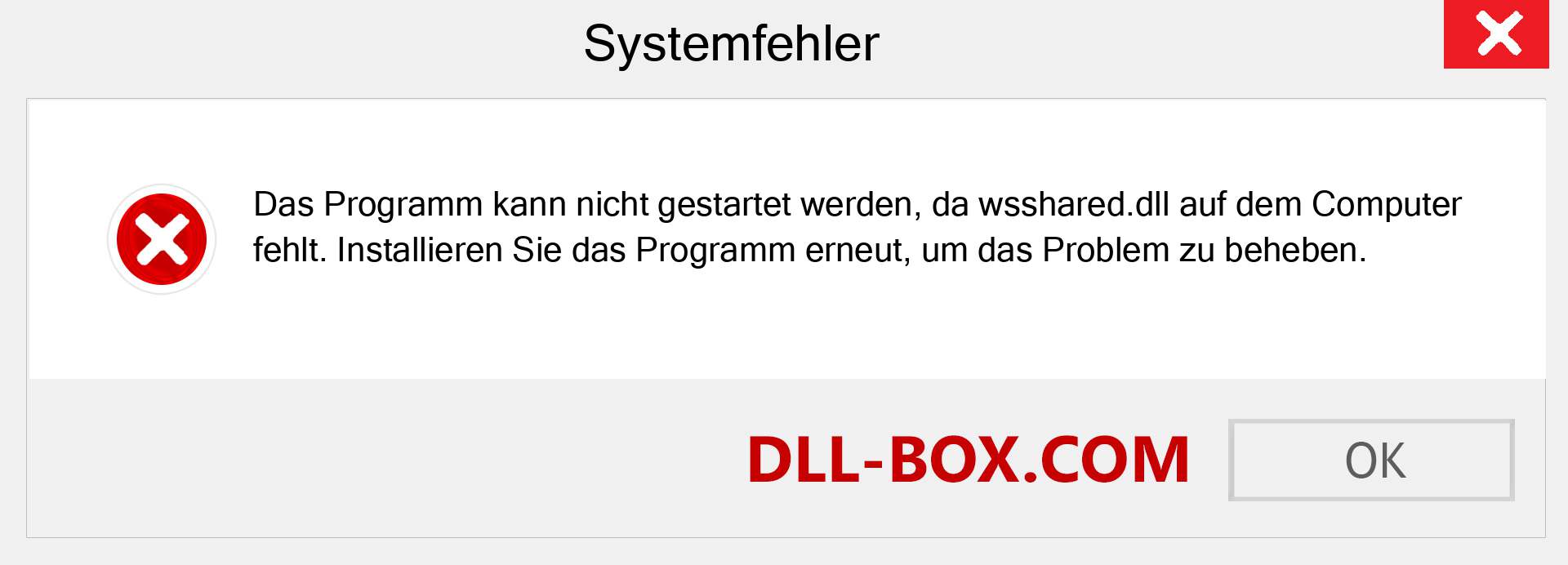 wsshared.dll-Datei fehlt?. Download für Windows 7, 8, 10 - Fix wsshared dll Missing Error unter Windows, Fotos, Bildern