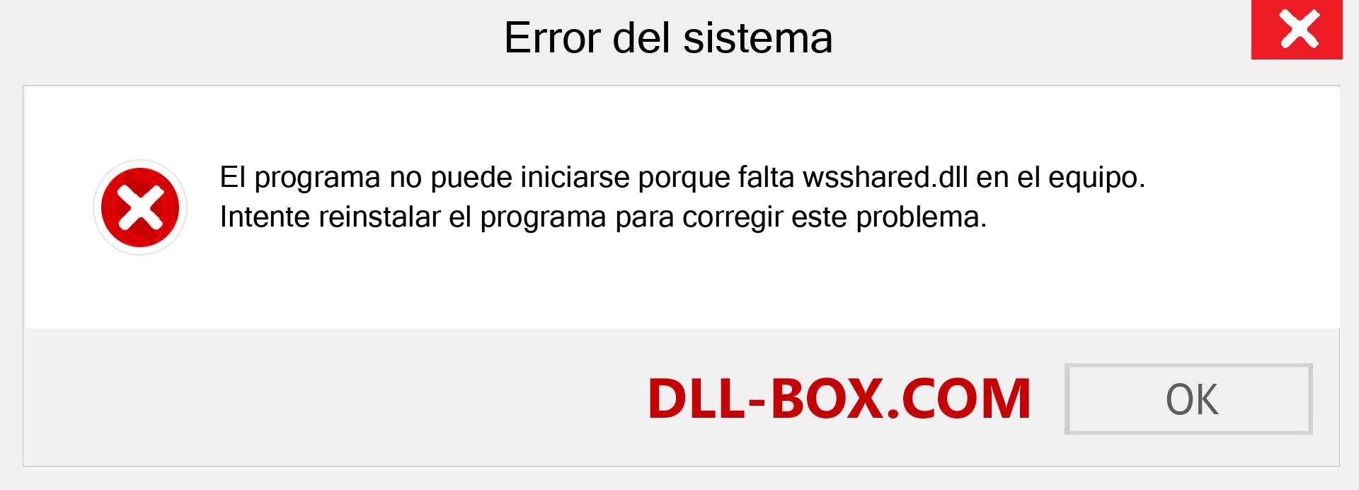 ¿Falta el archivo wsshared.dll ?. Descargar para Windows 7, 8, 10 - Corregir wsshared dll Missing Error en Windows, fotos, imágenes